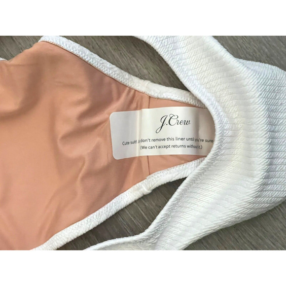 J. Crew Women's Textured Curved-Waist Cheeky Bikini Bottom White Size Large NWT - Picture 16 of 16